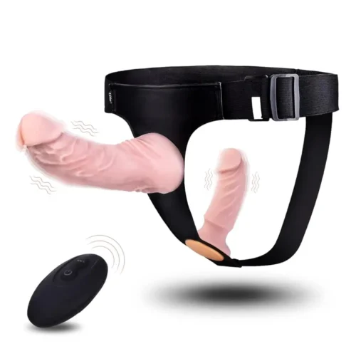 Harness Strap-On Vibrating Realistic Dildo Kit with 10 Strong Modes, 2 Dildos Included