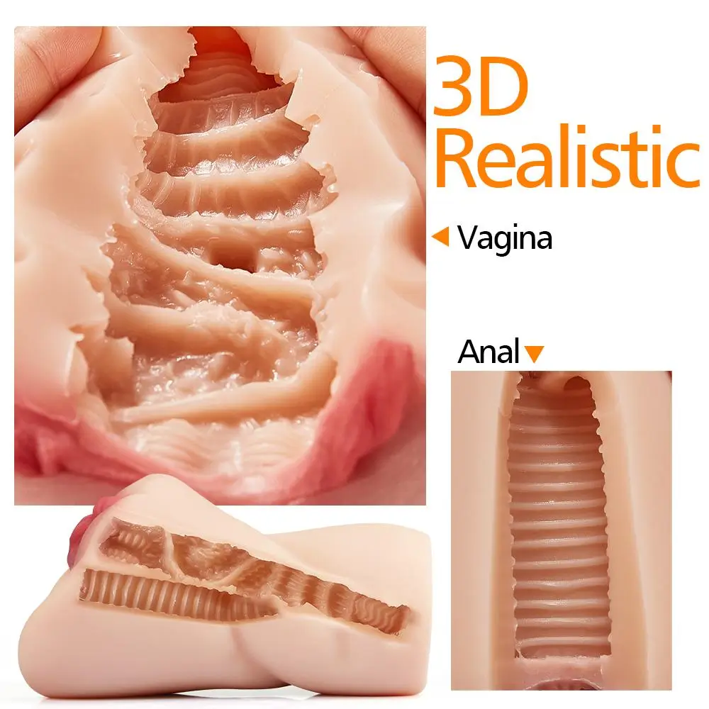 5.9 Inch Fat Lips 3D Channel Realistic Pussy Anal Lifelike Male Stroker Toy - Image 7