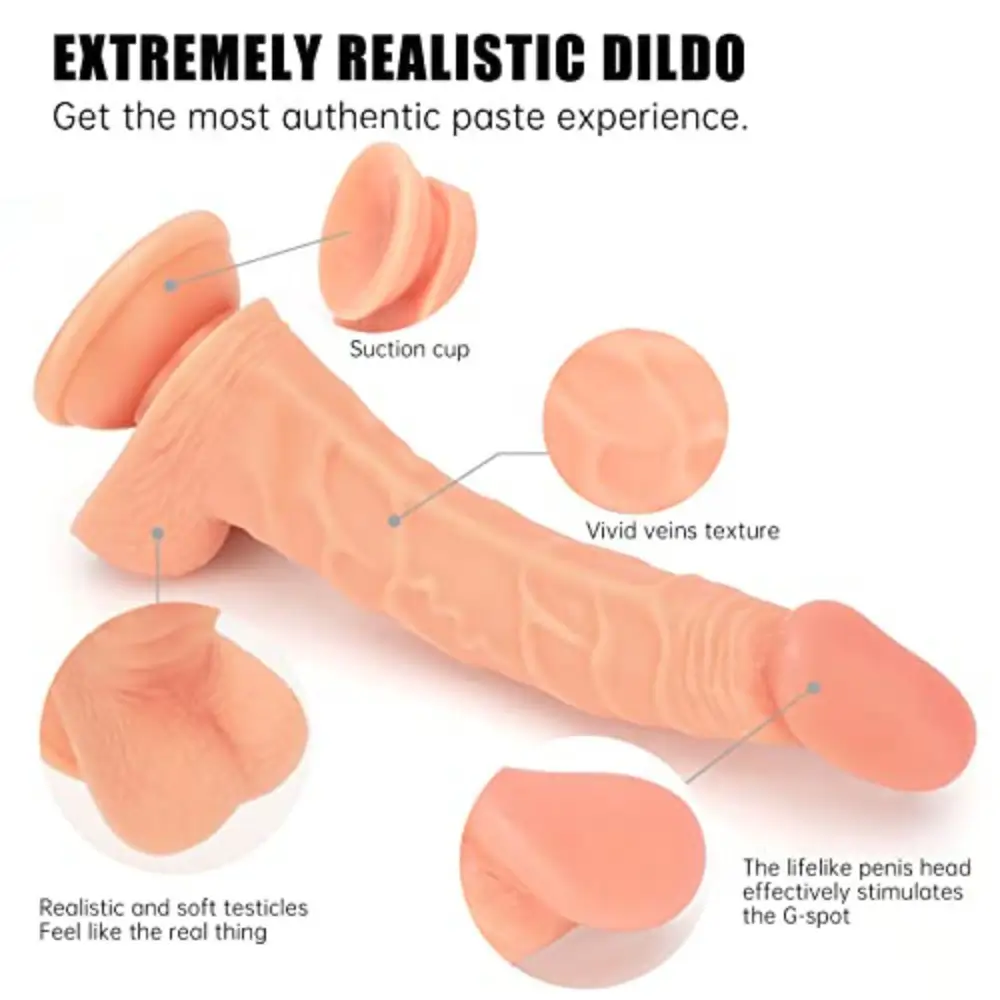 Strap On 9 Inch Realistic Dildo Kit Harness for Couples, Adjustable Silicone Penis Attachment - Image 2