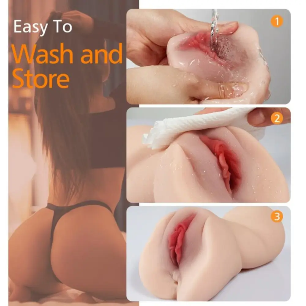 5.9 Inch Fat Lips 3D Channel Realistic Pussy Anal Lifelike Male Stroker Toy - Image 4