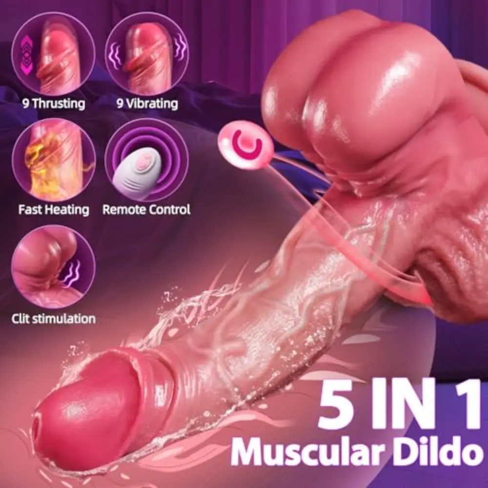 Realistic Muscular Thrusting Vibrator Dildo 5-in-1 Multi-Function Sex Toy Women - Image 6